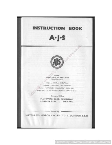 AJS 14 -250cc o.h.v. Instruction Manual