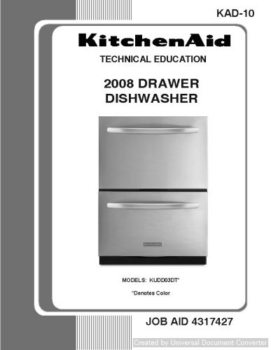 KitchenAid KUDD03DT 2008 DRAWER DISHWASHER Manual