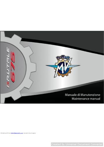 MV Agusta 2012 Brutale 675 Maintenance Manual