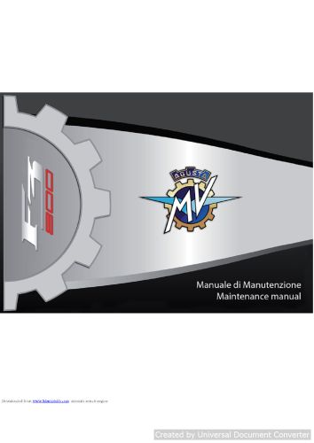 MV Agusta F3 800 Maintenance Manual