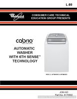 Whirlpool Cabrio WTW6400S Automatic Washer Service manual