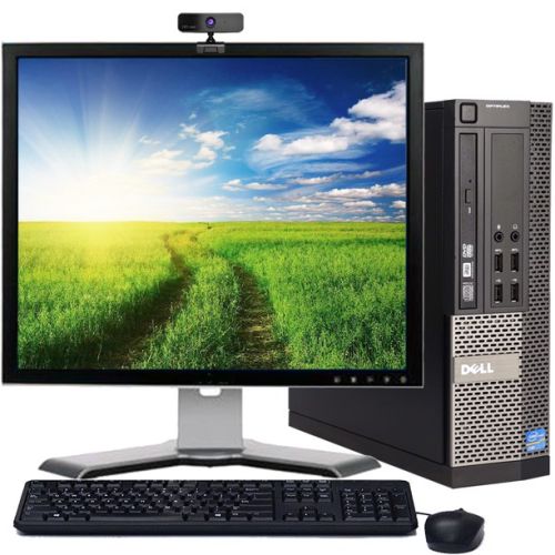 Dell Desktop Computer OptiPlex SFF Core i3 Processor 8 GB Memory 160 GB Hard Drive DVD Wi-fi Webcam with a 17" LCD Monitor - Refurbished PC Windows 10