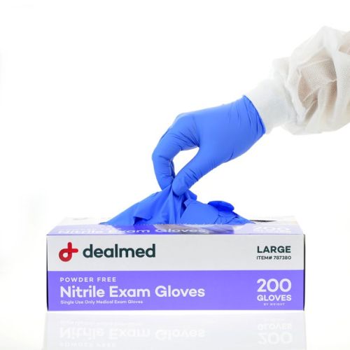 Dealmed Nitrile Exam Gloves, Large, 200/Bx