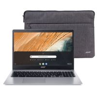 Acer 315 15.6" Celeron 4GB/32GB Chromebook, 15.6" HD Display, Intel Celeron N4000, 4GB LPDDR4, 32GB eMMC, Protective Sleeve, Pure Silver, Chrome OS - CB315-3H-C2C3