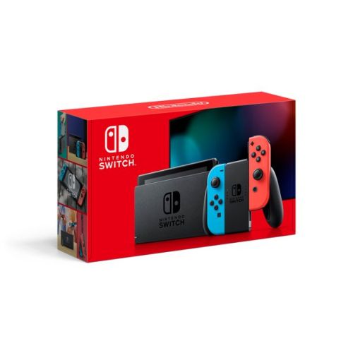 Nintendo Switch Console with Neon Blue & Red Joy-Con.