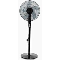 Pelonis 16" 12-Speed Adjustable Height Quiet Pedestal Fan with Digital Display & Remote Control, Black