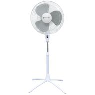 Comfort Zone 18" 3-Speed Oscillating Pedestal Fan With Quad-Pod Folding Base, White