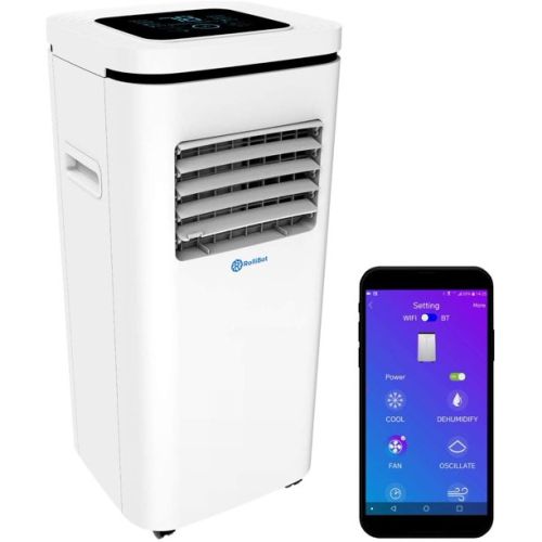 RolliCool 10,000 BTU Portable Air Conditioner App & Voice Control Wi-Fi Enabled Portable AC & Dehumidifier Quiet Operation, Easy Installation