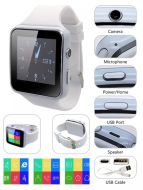 Smart Watch X6 Bluetooth Smart Watch for Android iOS iPhone Samsung Huawei Sony Sleep Smart Band Smart Bracelet Tracker Adult Sport Wrist Watch Support SIM Card Curved Screen - White